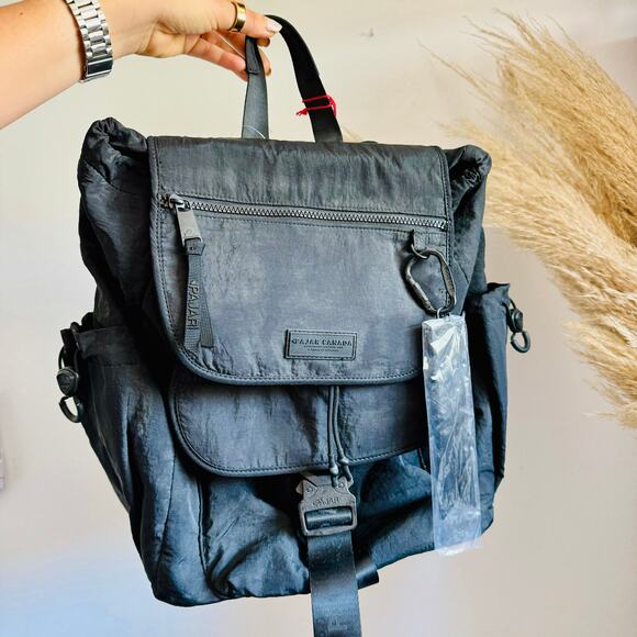 2 NEW PAJAR CANADA Black Nylon Ripstop Backpack Travel Weekender Duffel Bag Set - Picture 10 of 16